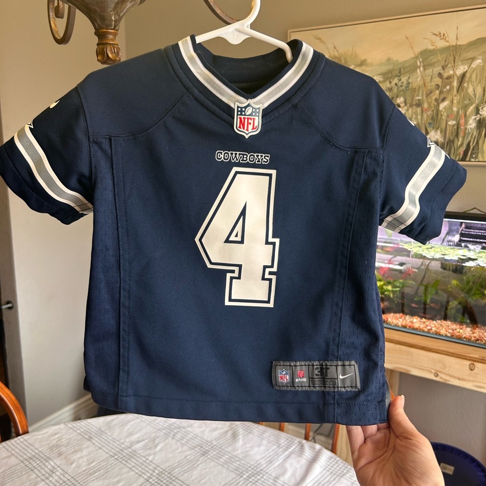 NFL Cowboys Kids Navy and White Jersey Prescott